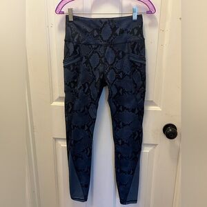 LIKE NEW AFITNE Mesh Snake Print Leggings in Blue/Black - Size Medium